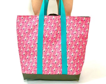 Pink Flamingo Extra Large Waterproof Beach Bag. Big Boat Bag. Tropical Pool Carryall Bag. Large Travel Essentials Bag. Beach Gifts for Her.