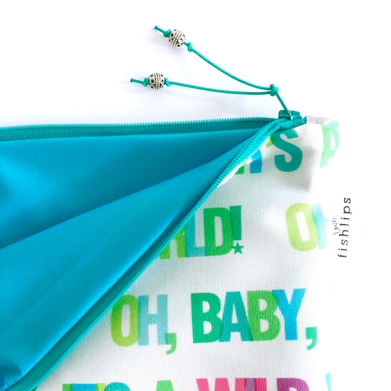 Musical Baby Shower Bag Gender Neutral Gift for Mom Colorful Zipper Pouch Wild World Diaper Bag Oh Baby Mess Bag Typography Wet Dry Bag