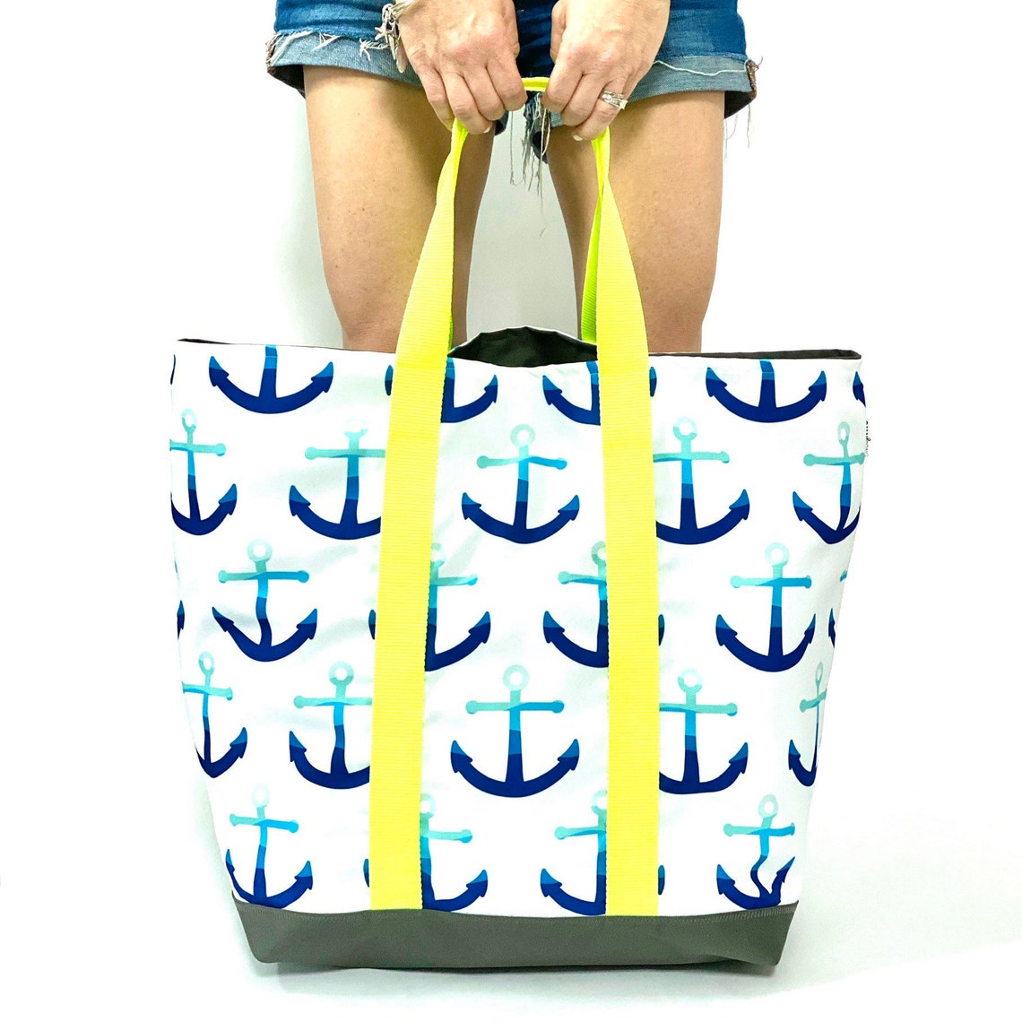 Blue Anchors Extra Large Waterproof Beach Bag. Navy Nautical Etsy India