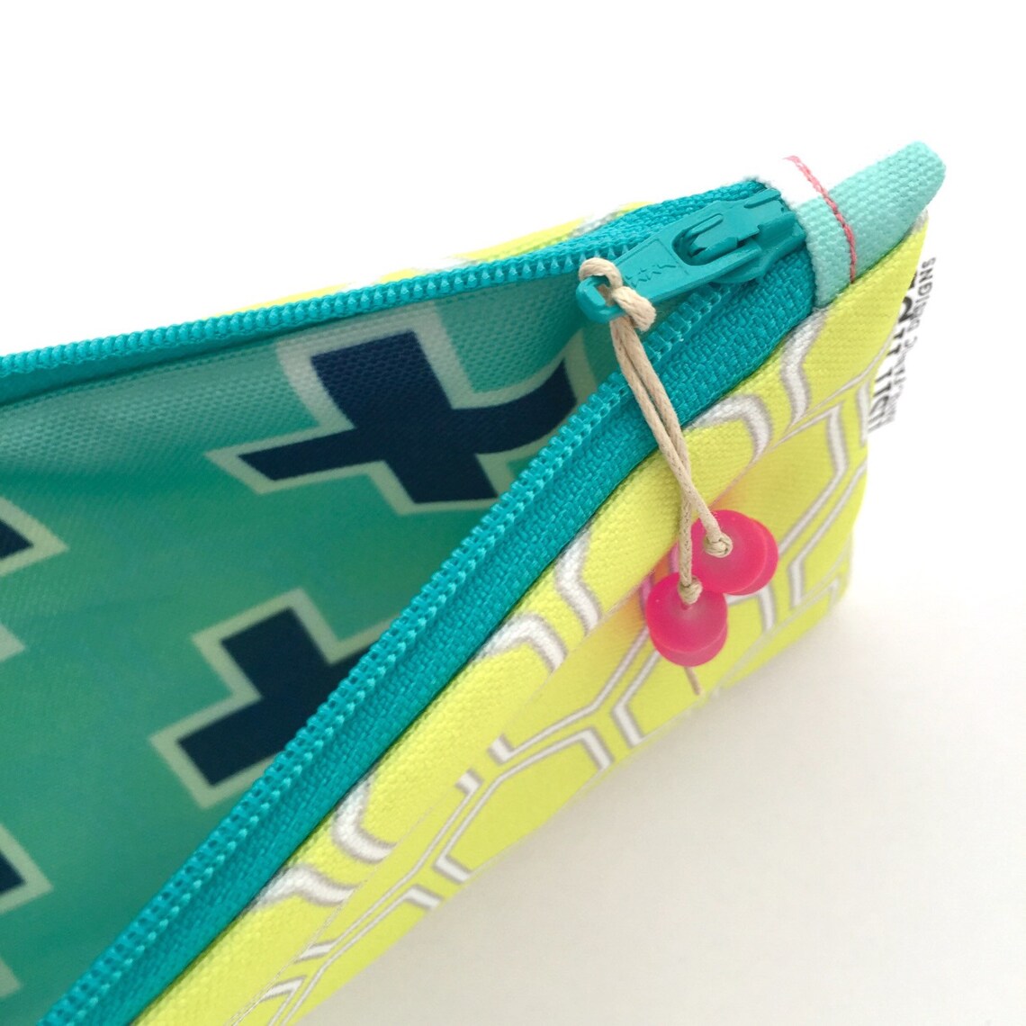 Yellow Recycled Canvas Zipper Pouch Designer Makeup Etsy