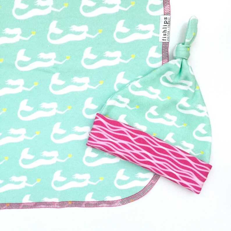 Mermaid Organic Cotton Swaddle Blanket Aqua Newborn Baby Etsy