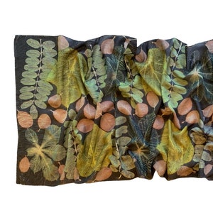 Starry night silk scarf/shawl dyed in Logwood, eco-printed with plants