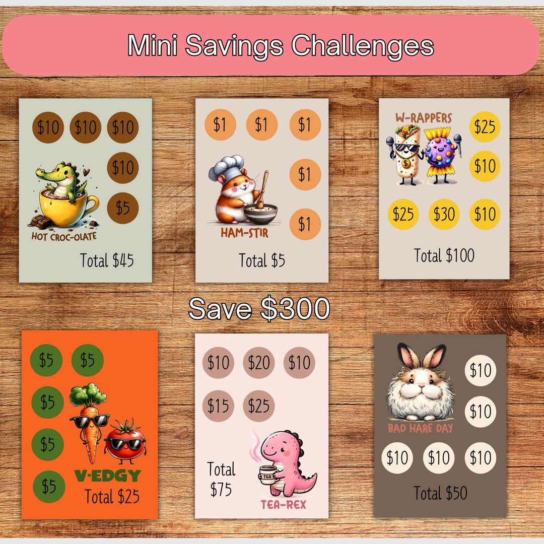 Mini Savings Challenges, Mini Savings Bundle, Tiny Savings Challenge ...