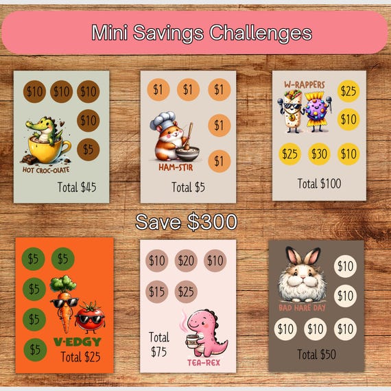 Mini Savings Challenges, Mini Savings Bundle, Tiny Savings Challenge, Low Income, Savings Trackers, Cash Stuffing, Money Challenge
