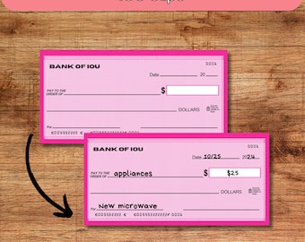 Pagarés imprimibles, marcador de presupuesto de caja, comprobantes de deuda, relleno de efectivo, carpeta de presupuesto, marcadores de dinero