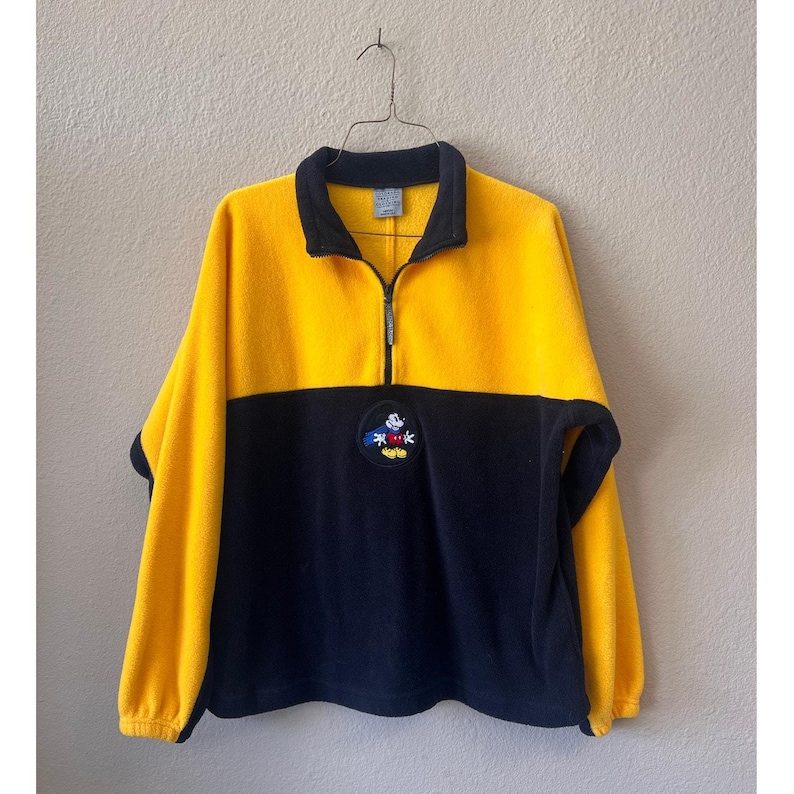 Sudadera vintage de Mickey Mouse de los años 90 con cremallera de un cuarto, talla M imagen 1