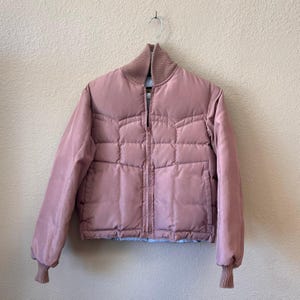 Vintage 70s Tempco pink cropped goose down puffer coat size 12