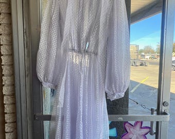 Vintage 1980's Argent Fille lavender sheer high neck dress size M