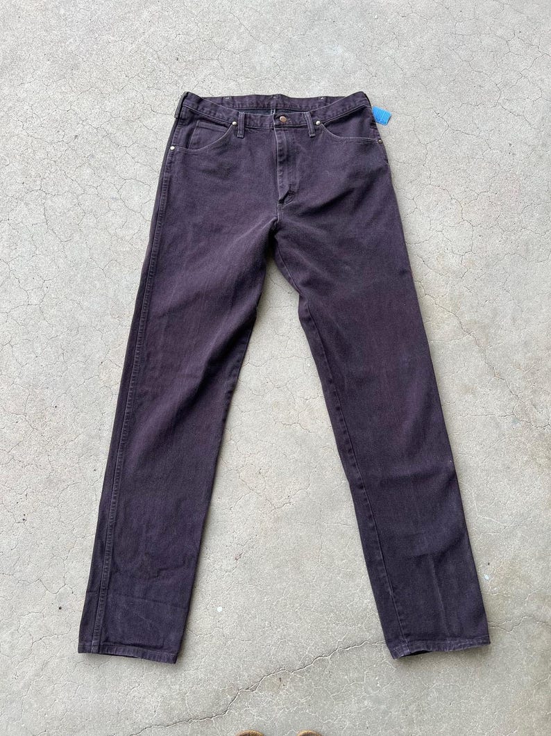 Vintage chocoladebruine Wrangler-jeans maat 36 x 38 afbeelding 4