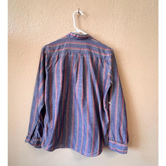 Vintage Shapely blue striped button down top size… - image 6
