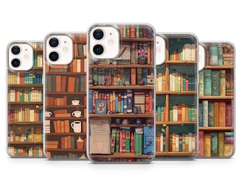 Bookshelf Phone Case Magazine Read Cover for iPhone 17Pro Max, 16, 15, 14, 13, 12, Samsung S26,S25, S24, S23Fe, A16, A56, Pixel 10, 9Pro