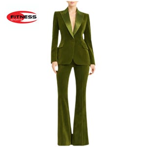Women's Pantsuit 2-Piece Set |  Single-Button Slim Blazer and High-Waist |  Wide-Leg Flared Pants