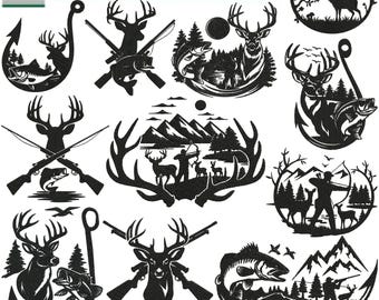 Hunting Embroidery Design, Fishing Embroidery, deer Hunting Embroidery, Buck Duck Fish Hook Embroidery, Machine Embroidery Design