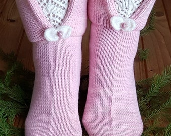 Handknit socks,Knitted Wool Socks,Knitted slippers socks,socks for home,socks for sleep,Knitted Wool Slippers(ready to ship)