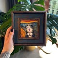 The Screaming Cat, Handmade Framed Mini Oil Painting 4x4 product logo