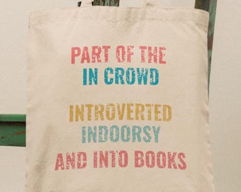 Bolsa de compras ecológica de lona de algodón para amantes de los libros introvertidos / Regalo para lectores / Accesorio para ratones de biblioteca