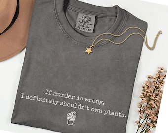 Grappig plantenmoordenaar shirt, zwarte duim cadeau, sarcastische plant T-shirt, grappig cadeau voor mensen die niet kunnen tuinieren, plant moeder faalt, geen groene duim T-shirt