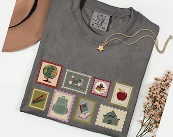 Teacher Stamp Shirt, Vintage Teacher Tee, Cottagecore Teacher Shirt, Back to School Shirt, Teacher Appreciation, Comfort Colors Teacher Tee