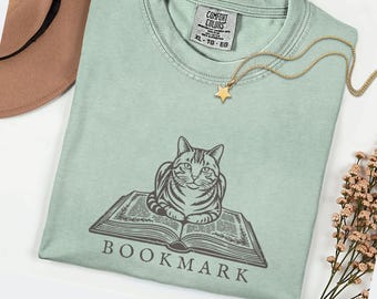 Bladwijzer katten-T-shirt | Vintage houtsnede Book Lover T-shirt | Wetenschappelijke esthetische kleding | Kitten- en readerkleding