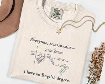 Iedereen, blijf kalm Engels graadshirt, cadeau voor schrijvers, Comfort Colors Grammarian T-shirt, Editor-T-shirt