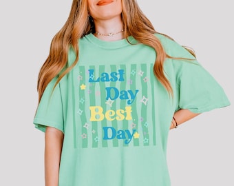 Shirt laatste schooldag, T-shirt leraar eindejaar, cadeau leraar basisonderwijs, zomershirt leraar, T-shirt leraar waardering, troostkleuren