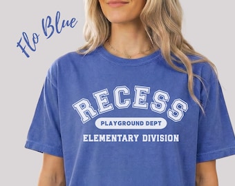 Shirt voor speelplaatsassistent met uitsparingen| Field Day Teacher-T-shirt, shirt basisschool, T-shirt in Varsity-stijl, Comfort Colors Field Trip-T-shirt