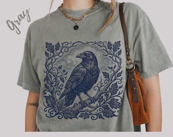 Shirt Gothic Raven, Morally Grey Hero, Shadow Singer Raven Tee, Dark Academia Bookish Shirt, Comfort Kleuren 1717 Vintage Crow T-shirt