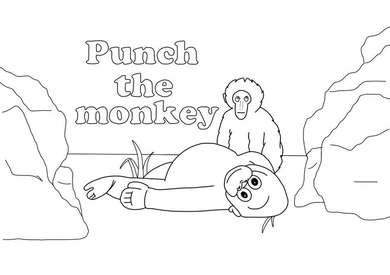 Punch the Monkey Coloring Page - Etsy