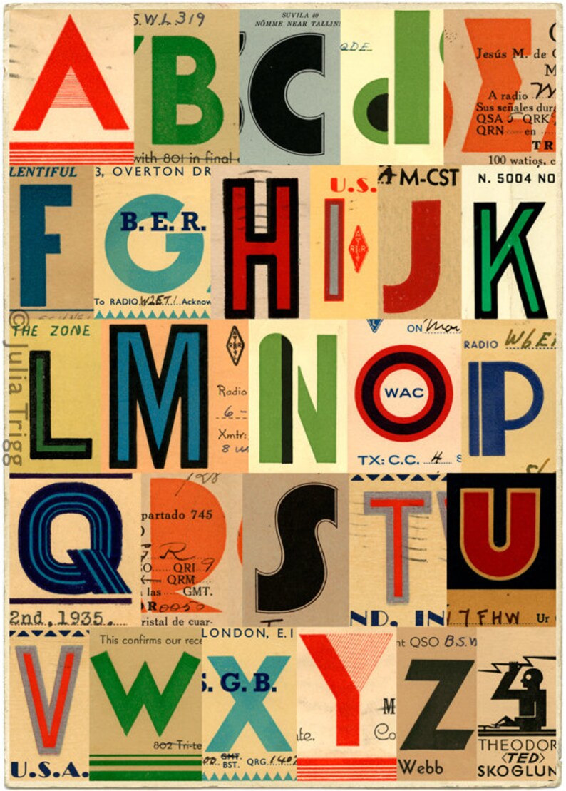 Art Deco alphabet fine art giclée print 8 x 10 mount. Retro | Etsy