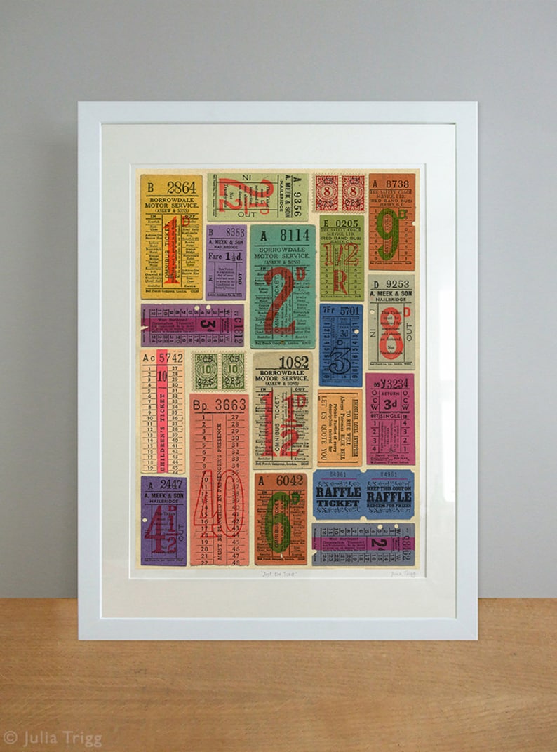Vintage Ticket Collection Large Fine Art Gicl e Bus Ticket Etsy UK