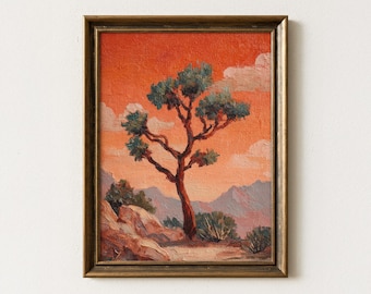 Sunset Joshua Tree Painting Print | The Sonoran Desert Print | Arizona Western Art | Botanical Yucca Desert | SJT1