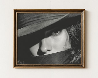 Halftone Cowgirl Black and White Photography Art Print | Minimalist Cowboy Aesthetic Art | Edgy Vintage Retro Print | Western Decor | HCB4