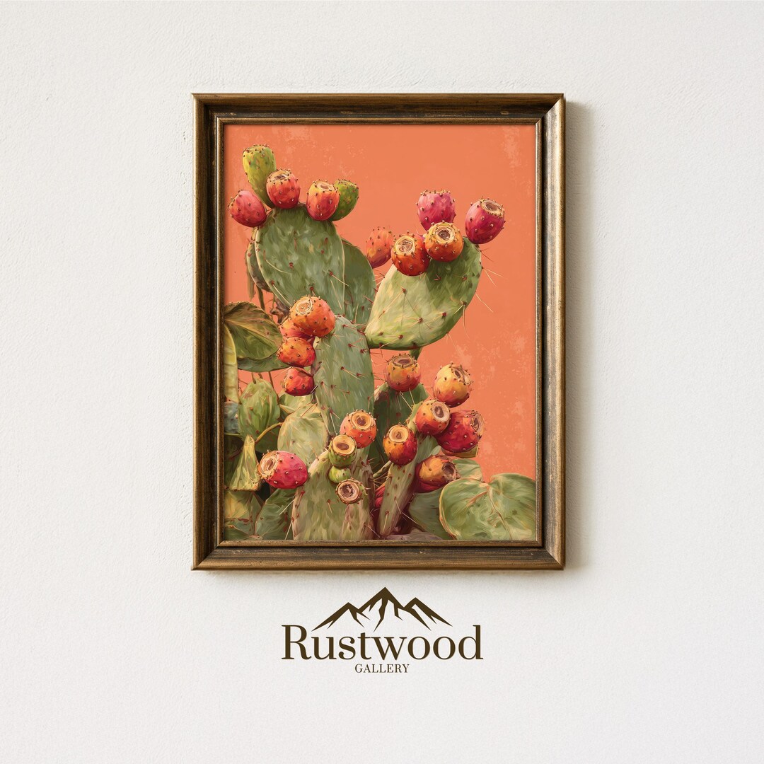 Vintage Prickly Pear Cactus Print | Sonoran Desert Botanical Western ...