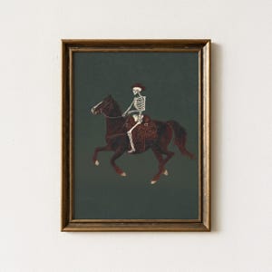Vintage Skelett Cowboy Malerei Druck | Wilder Pferde Druck | Gothic Wanddekor | Pferd schrullige Kunst | Western Rodeo Wandkunst | VSC6