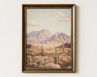 Impresión de pintura de paisaje del desierto de Arizona / Foto de Four Peaks / Arte mural del suroeste / Impresión de paisaje desértico / Póster de naturaleza / ADL1