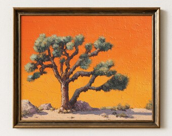 Sunset Joshua Tree Painting Print | The Sonoran Desert Print | Arizona Western Art | Botanical Yucca Desert | SJT4
