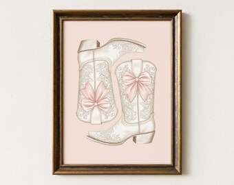 Cowgirl Boot Print | Trendy Western Prints | Cowboy Decor | Southwestern Wall Art | Eclectic Boots Art | Retro Bar Cart Art | CBP1