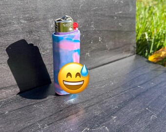 Cotton Candy Butt Lighter Case Cover  Dark Complexion | Handmade Clay Booty Case | Pink Blue Swirl | Funny Gift | The Dirty Bic | Cheeky