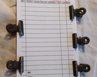 Rusted Mini Bulldog Clips with Rhinestone Trim, Junk Journal Embellishments, Set of 5
