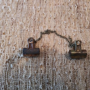 Bulldog Clip Closure for Journals:  2 Options Plain or with Rhinestone trim, Rusted Clip for Junk Journal, Grungy Closure for Junk Journal
