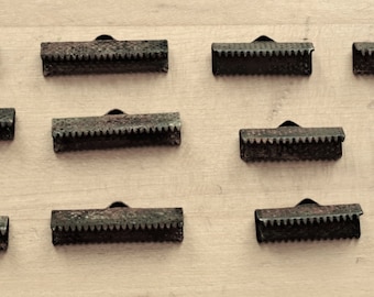 Rusted Ribbon Crimps, Vintage Junk Journal Embellishments, Set of 6