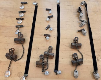 Halloween Embellishments:  3 Sets A bookmark, bull dog clip closure, rusted ribbon crimp charms