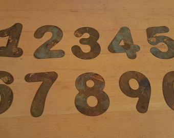 Special order for Donna:  A Set of 16 Rusted Metal Number Set 16
