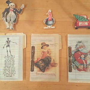 Vintage Junk Journal Inserts, Rusted Prong Fasteners, File Folder (Set of 3) image 2