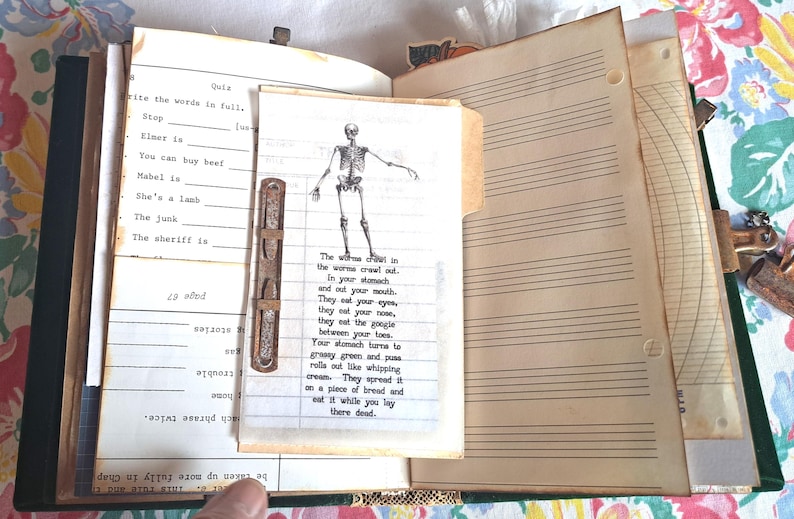 Vintage Junk Journal Inserts, Rusted Prong Fasteners, File Folder (Set of 3) image 3