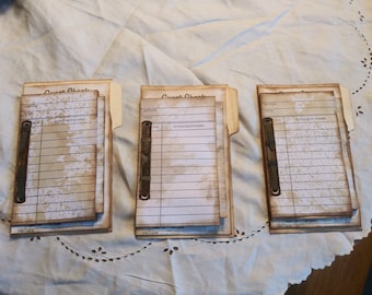 Vintage Junk Journal Inserts, Rusted Prong Fasteners, File Folder (Set of 3)