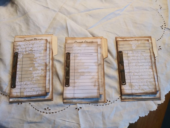 Vintage Junk Journal Inserts, Rusted Prong Fasteners, File Folder (Set of 3)
