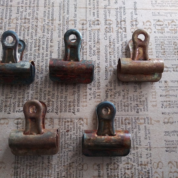 Rusted Bulldog Clips, Set of 5, Rusted Clips for Junk Journals, Rusted Embellishments for Junk Journals