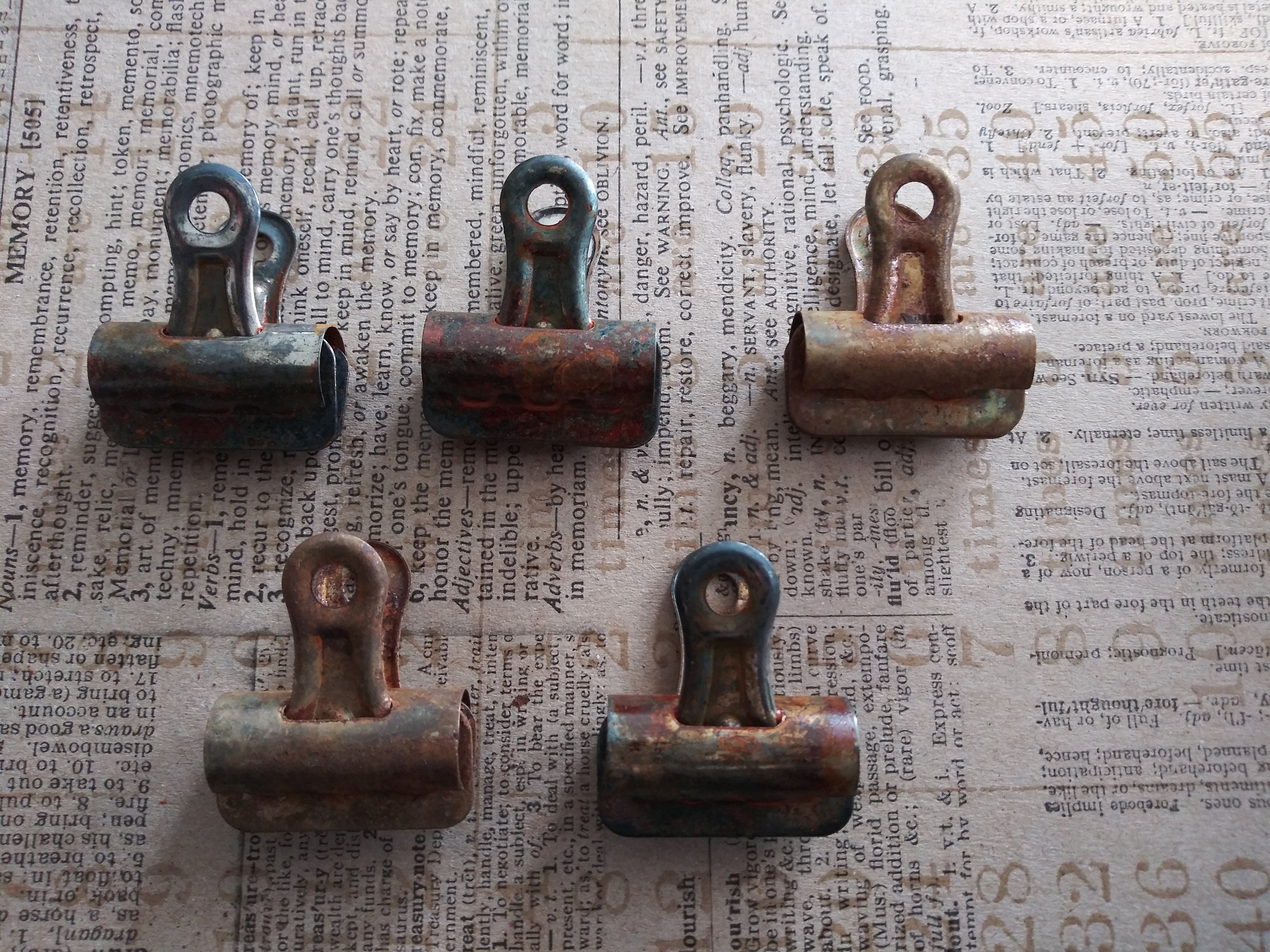 Rusted Bulldog Clips, Set of 5, Rusted Clips for Junk Journals, Ruste…
