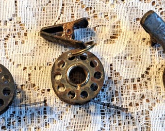 Tarnished/Rusted Bobbin Charms: Mini Film Reel Charms